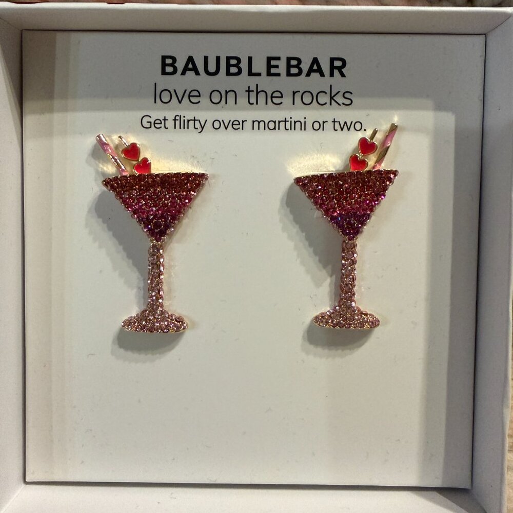 BaubleBar “Love on the Rocks” Rhinestone Martini Earrings NIB - Picture 2 of 3